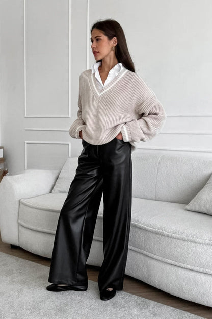 Fleece-lined Leather Pants