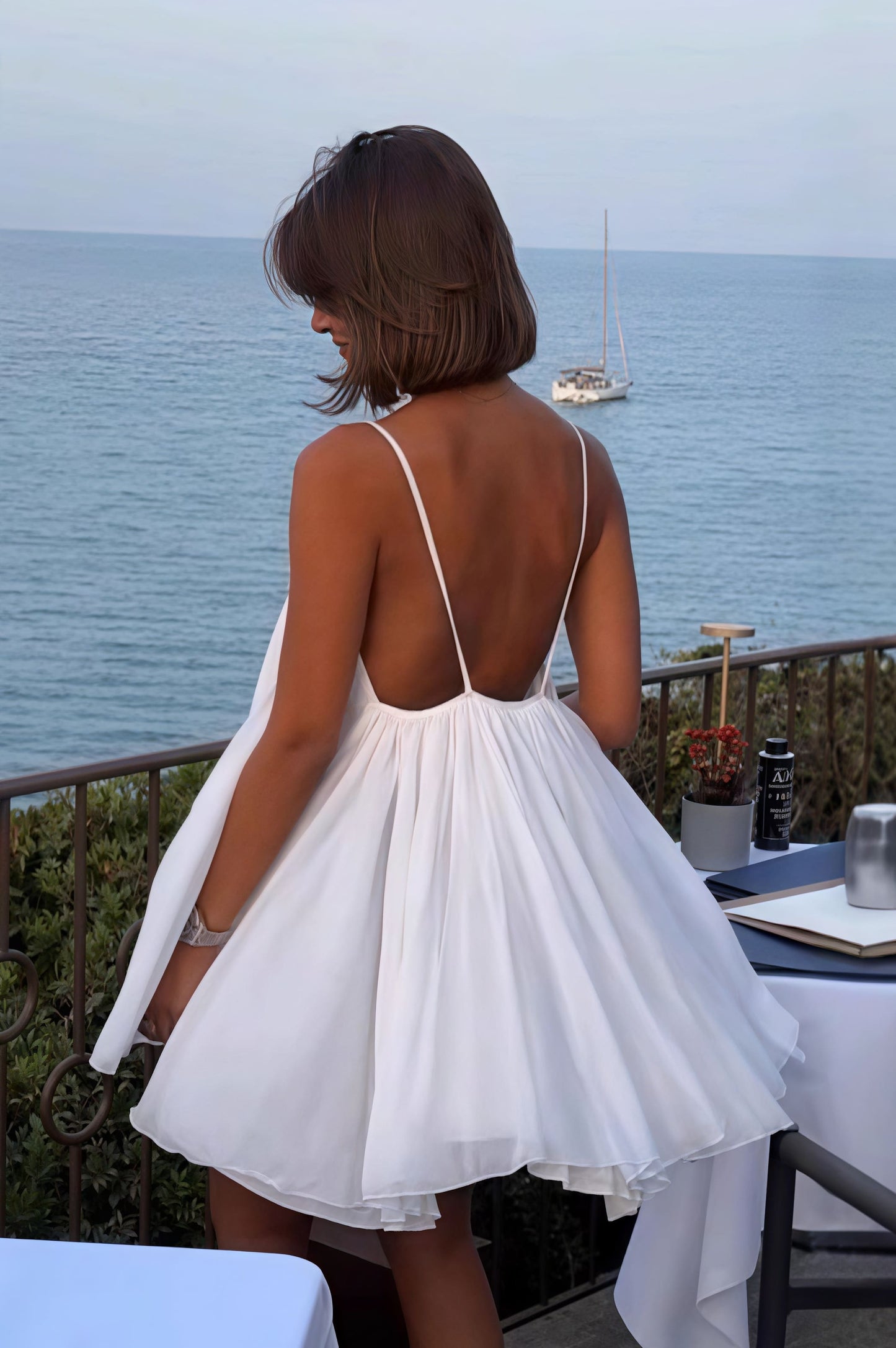 Pleated Flowy Cami Mini Dress