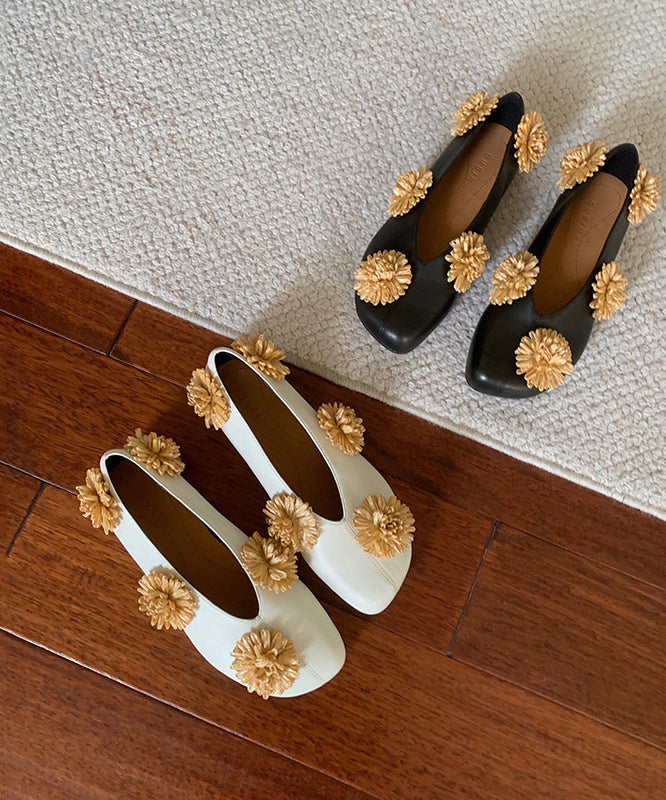 New Splicing Flat Shoes Black Sheepskin