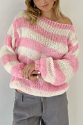 Paula® | Contrasting striped long-sleeved sweater with a boat neckline