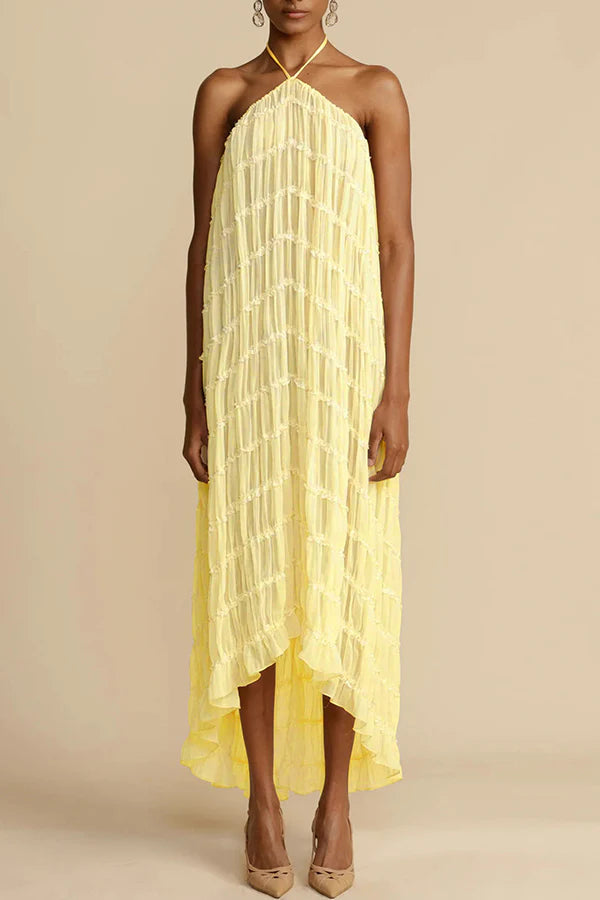 Versatility and Charm Pleated Drawstring Waist Tiered Maxi Skirt