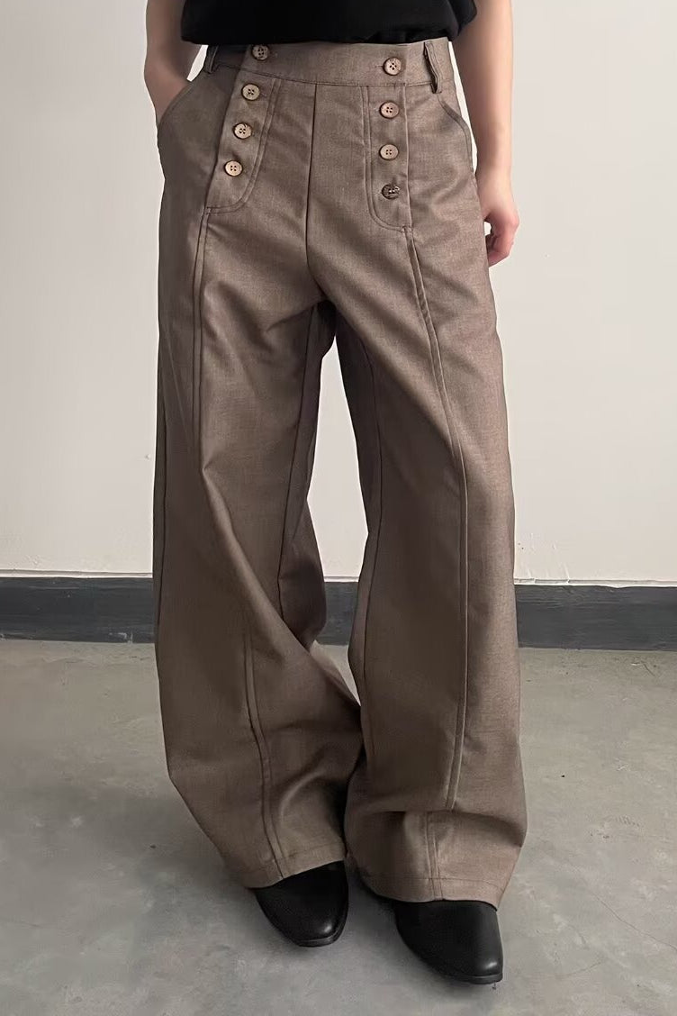 Double Breasted Relaxed Wide Leg Pants
