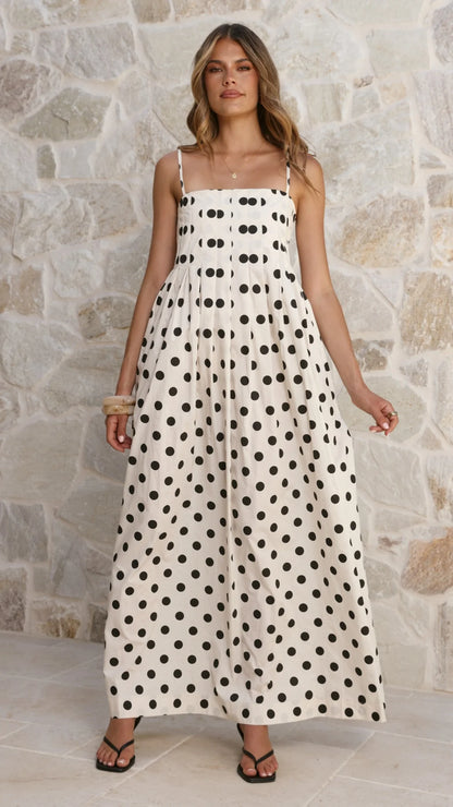 Felicity Maxi Dress - White/black Spot
