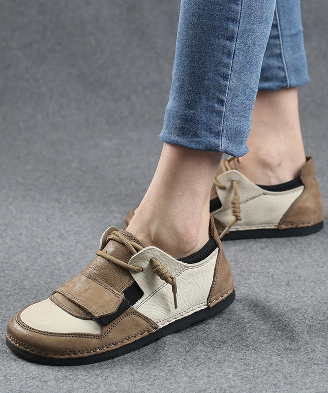 Beige Flat Shoes for Splicing Flat Feet Shoes