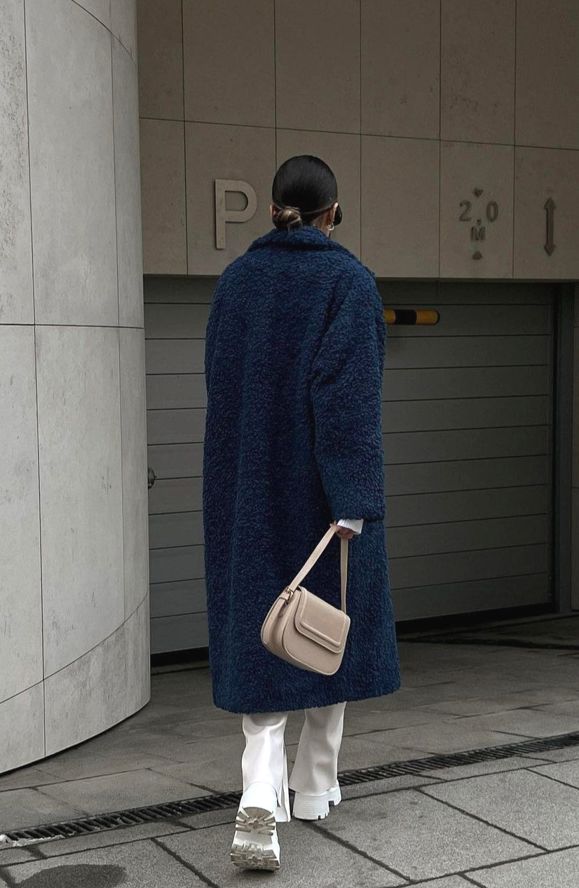 Office Lapel Plush Long Sleeve Coat