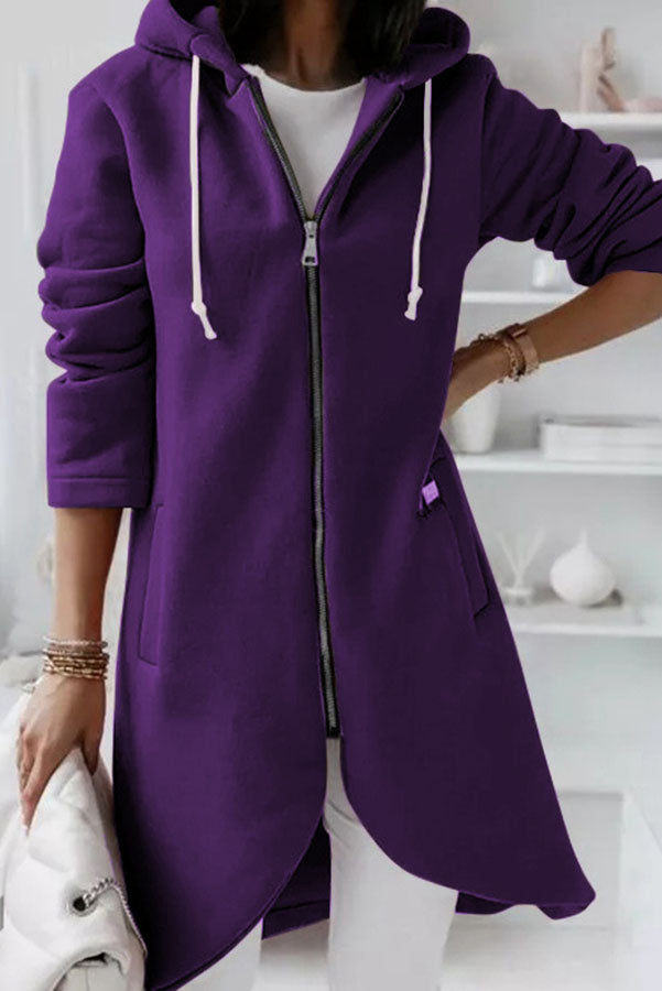 Juliana Color Zip Up Hooded Coat