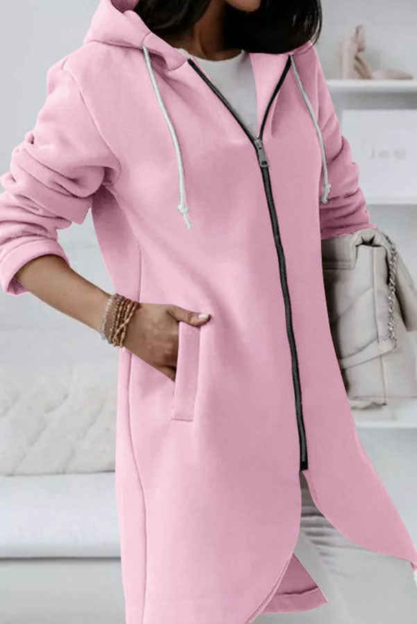 Juliana Color Zip Up Hooded Coat