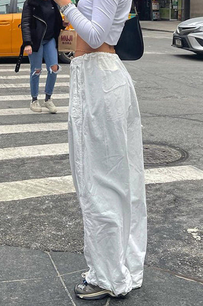 Fashionable Low-waisted Drawstring Cargo Pant