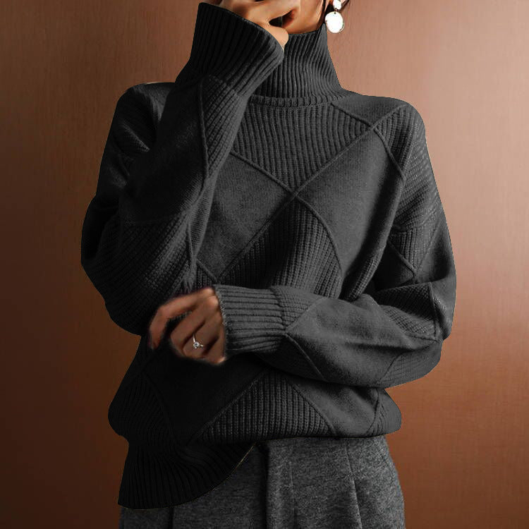 Loose Turtleneck Warm Sweater Solid Color Knitted Sweater elevenforest