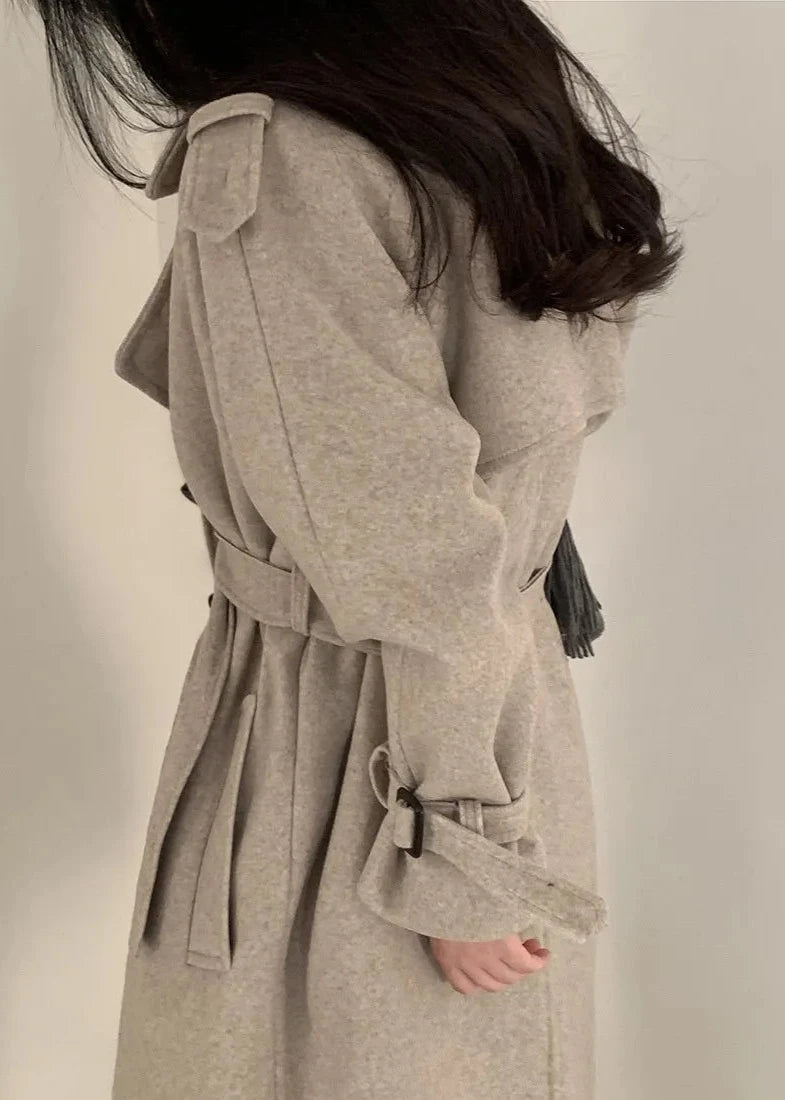 Double Breasted Woolen Coat - Mid-length Slimming Classic