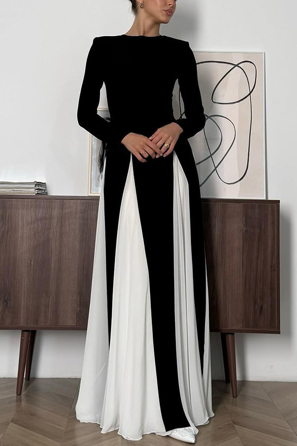 Getting Glam and Panelled Tulle Long Sleeve A-line Maxi Dress