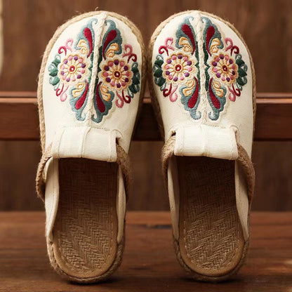Linen Shoes Flip Flop Flats