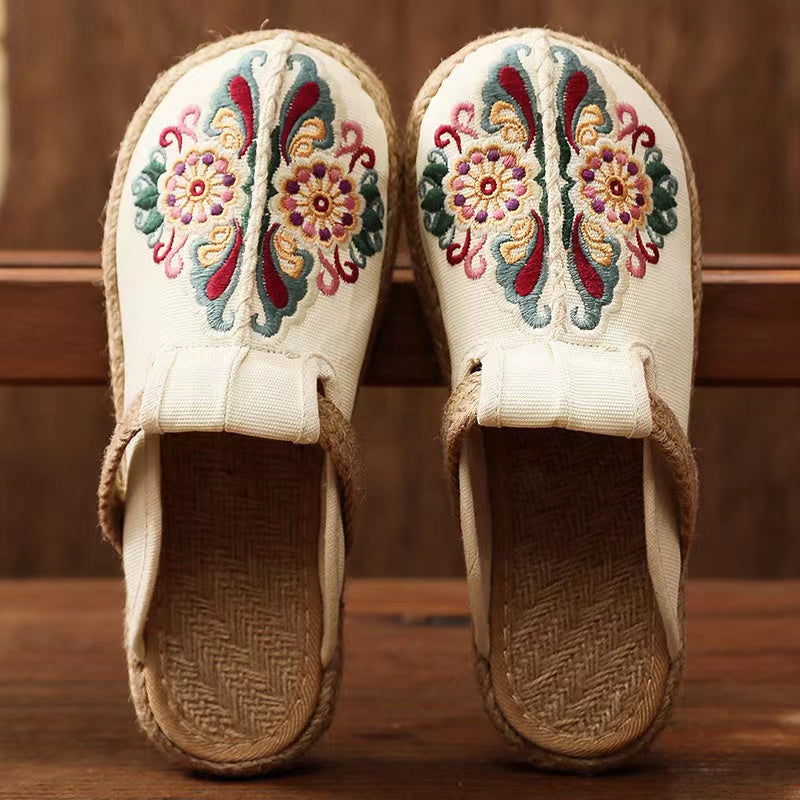Linen Shoes Flip Flop Flats