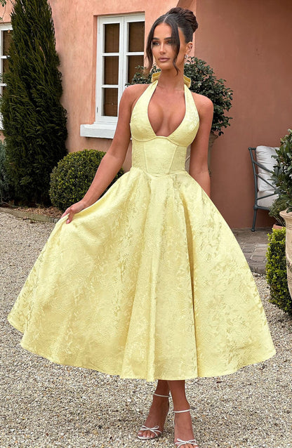 Esmeralda | Halter Sleeveless Midi Dress