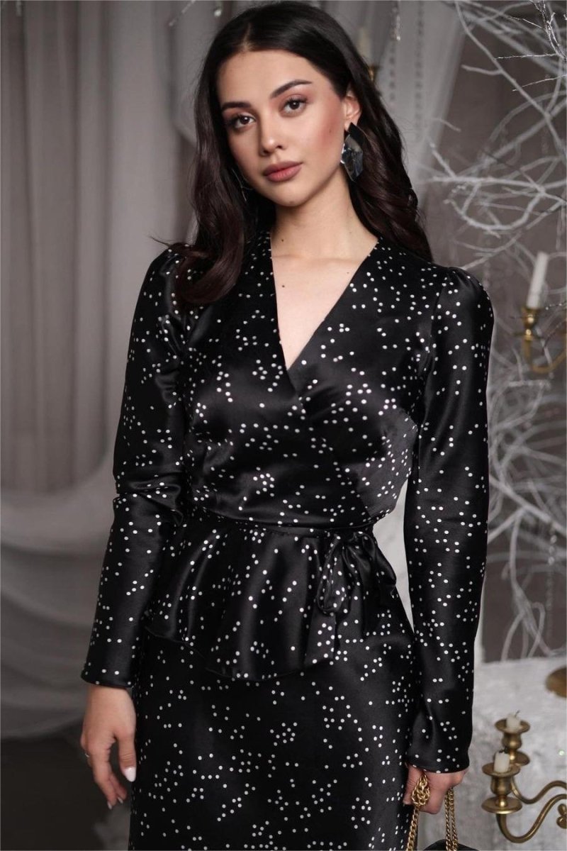 Eileen Wrap Lace-up Blouse & Maxi Skirt Set