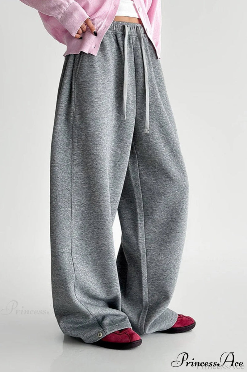 Elastic High-waist Drawstring Wide Pants