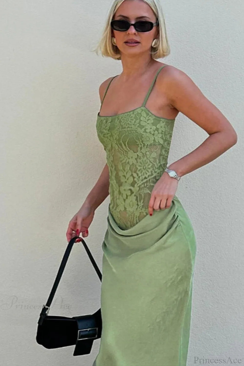 Lace Fitted Cami Maxi Dress