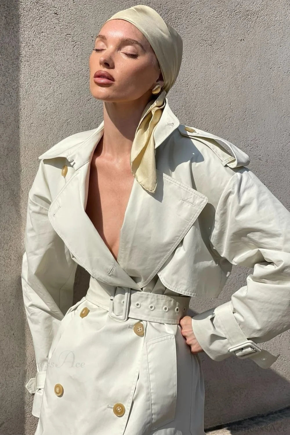 Wide Lapel Tie Waist Trench-inspired Overcoat