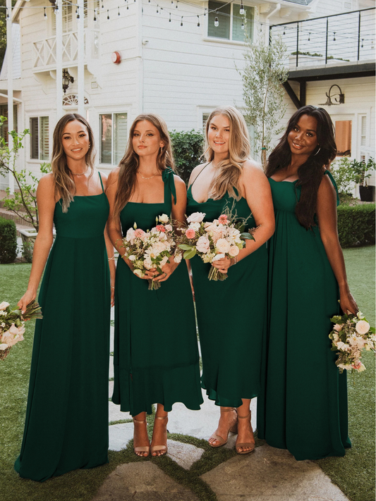 Avianca Shoulder Tie Bridal Midi Dress - Emerald