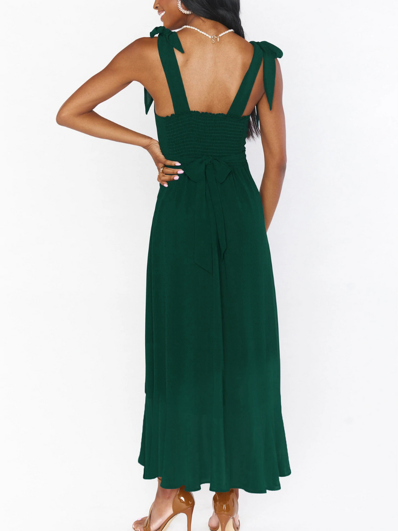 Avianca Shoulder Tie Bridal Midi Dress - Emerald