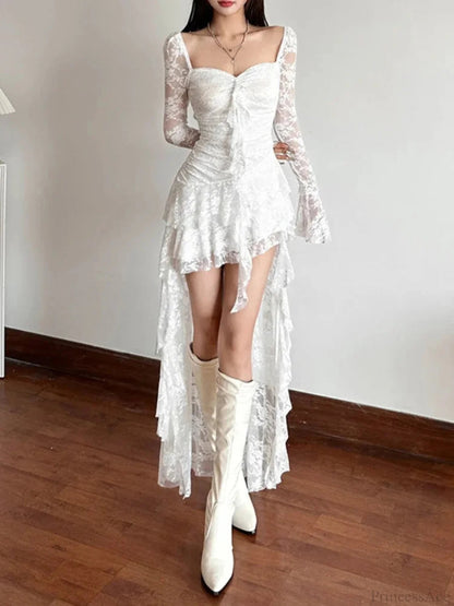 Antique Transparent Bodice Midi Dress