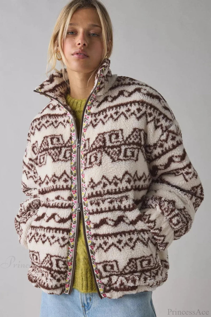 Fleece Stand Collar Zipper Coat