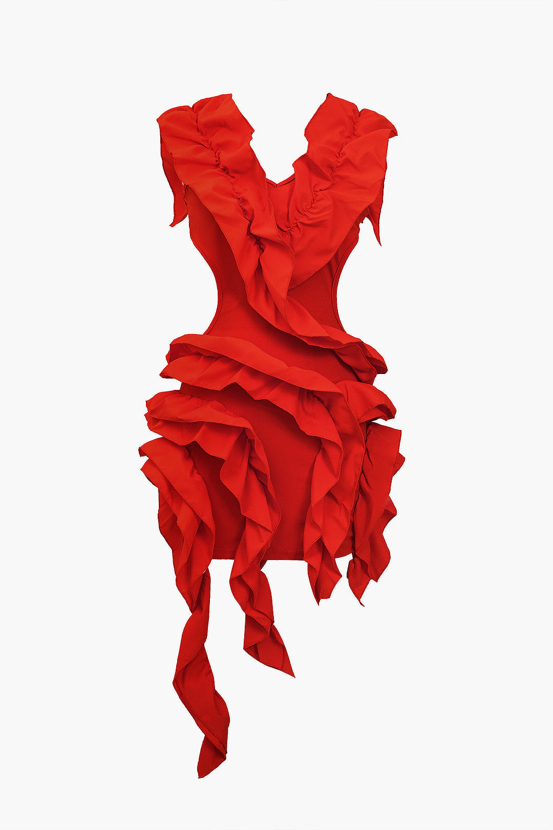 Color Y2k Backless Pleated Ruffle Midi Dress