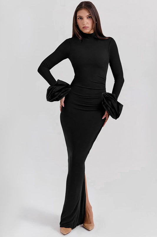 Designer Puff Sleeve Maxi Dress