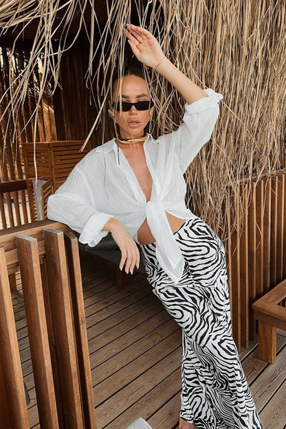 Satin Animal Print Skirt