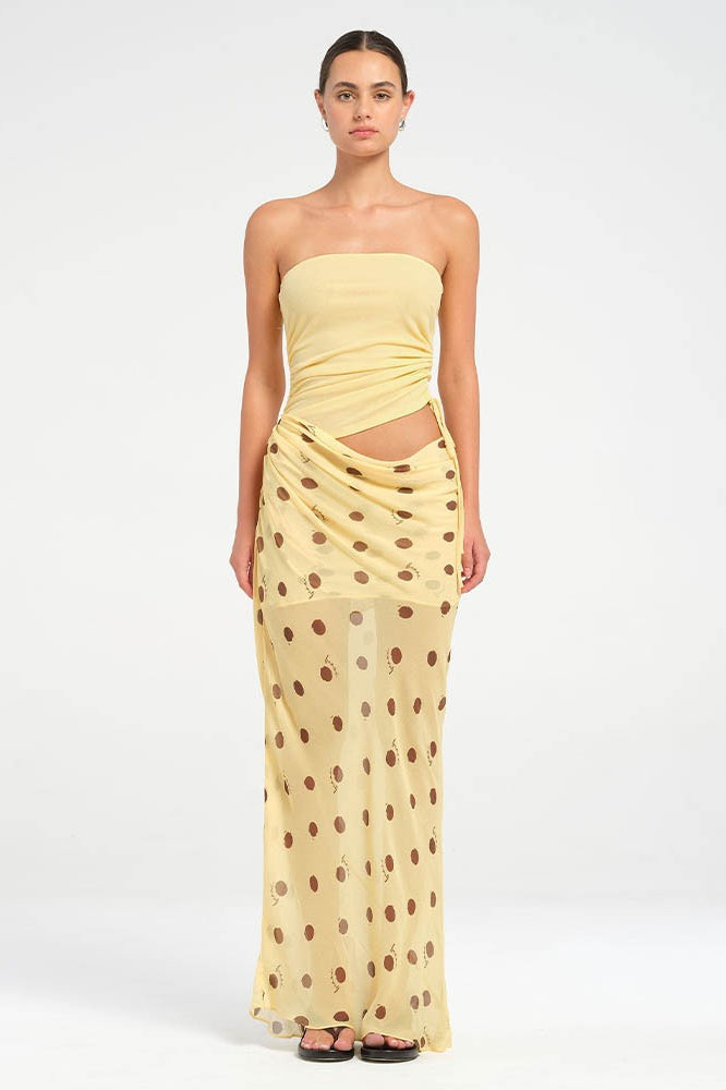 Strapless Polka Dot Patchwork Slim Maxi Dress