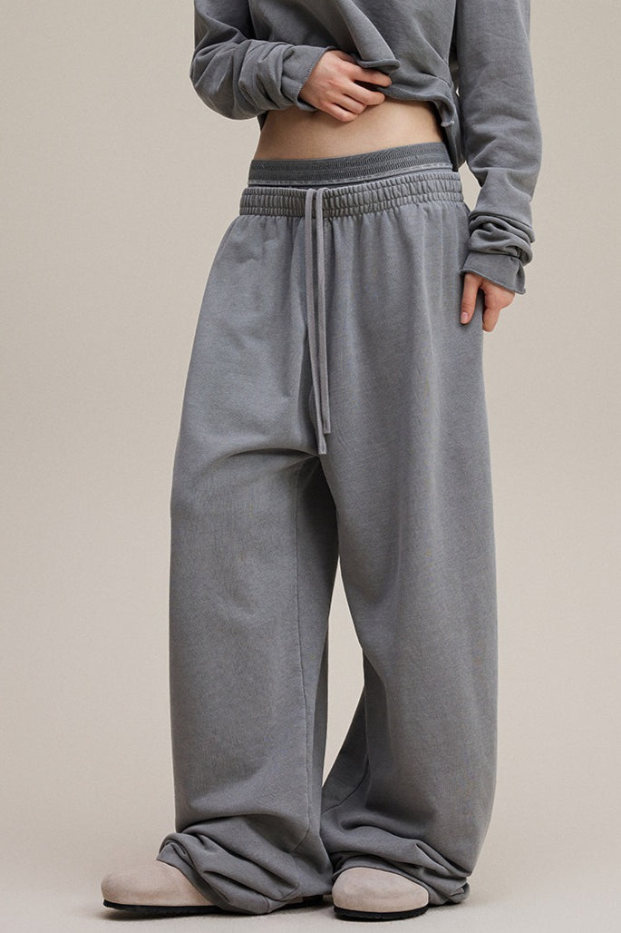 Double Waist Denim Knit Pants