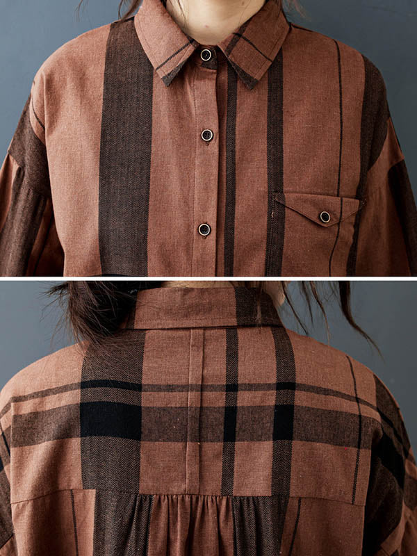 Long Sleeve Pleats Blouse Shirt Dress