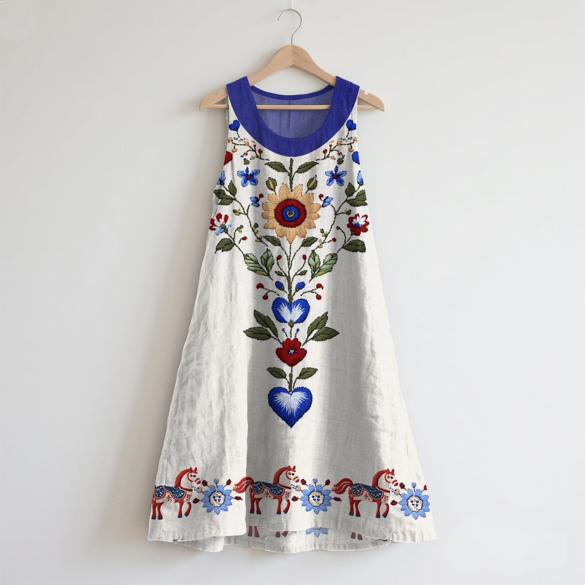 Vintage Swedish Floral Art Linen Tank Dress elevenforest