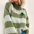 Women's St. Patrick's Day Colorful Clover Turtleneck Sweater artswardrobe