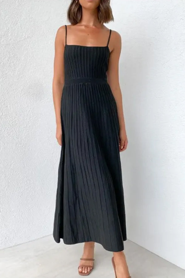 Tube Top Slim High Waist Sling Knitted Dress Seaside Vacation Pleated Long Skirt