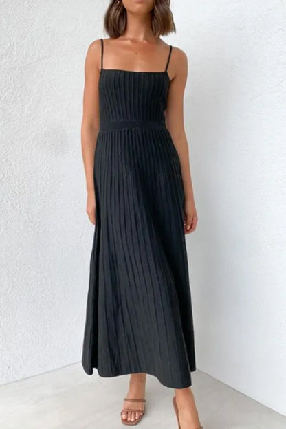 Tube Top Slim High Waist Sling Knitted Dress Seaside Vacation Pleated Long Skirt