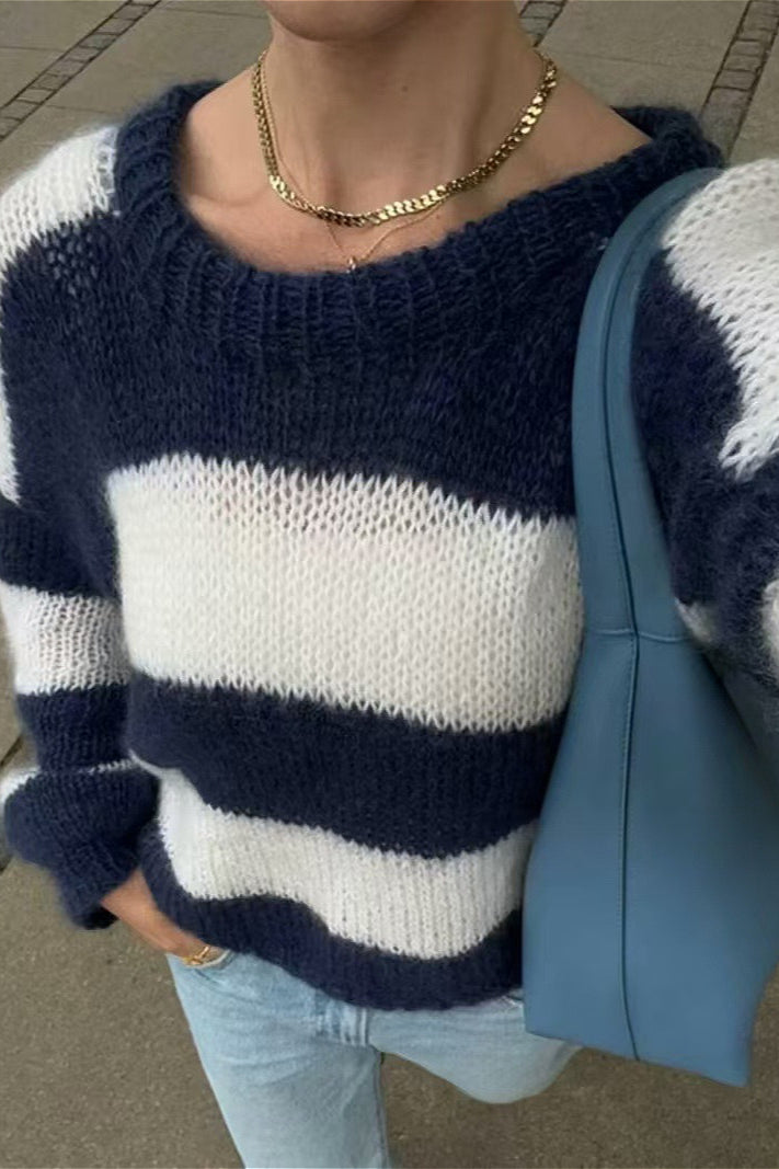 Striped Crewneck Stylish Sweater