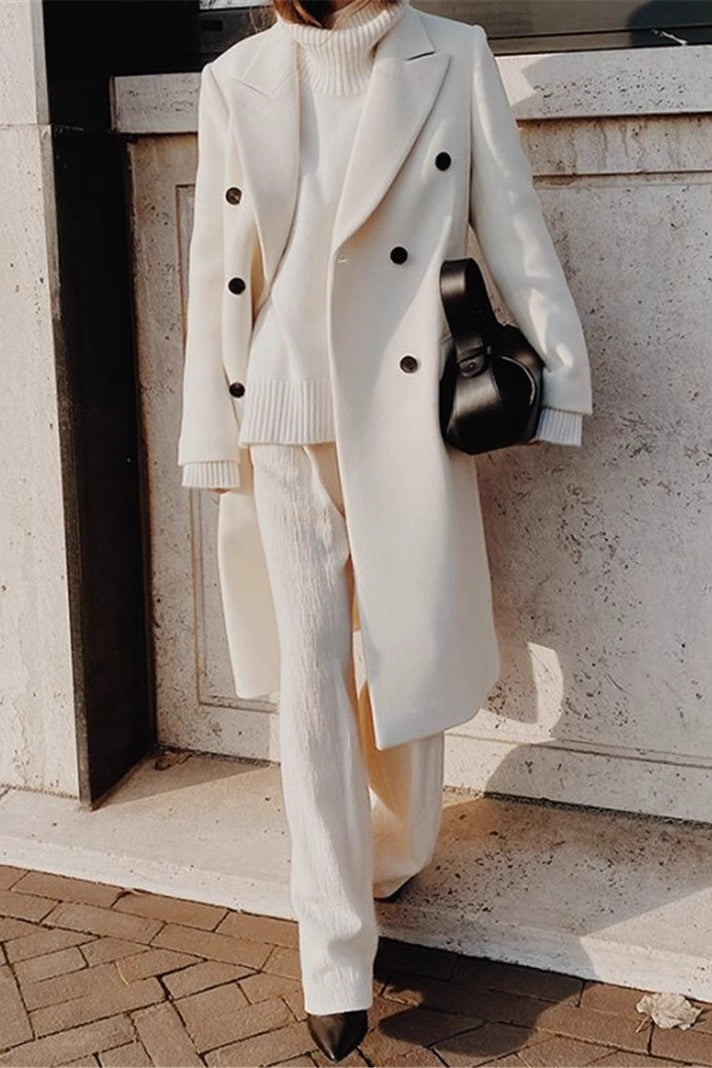 Color Double Breast Lapel Overcoat