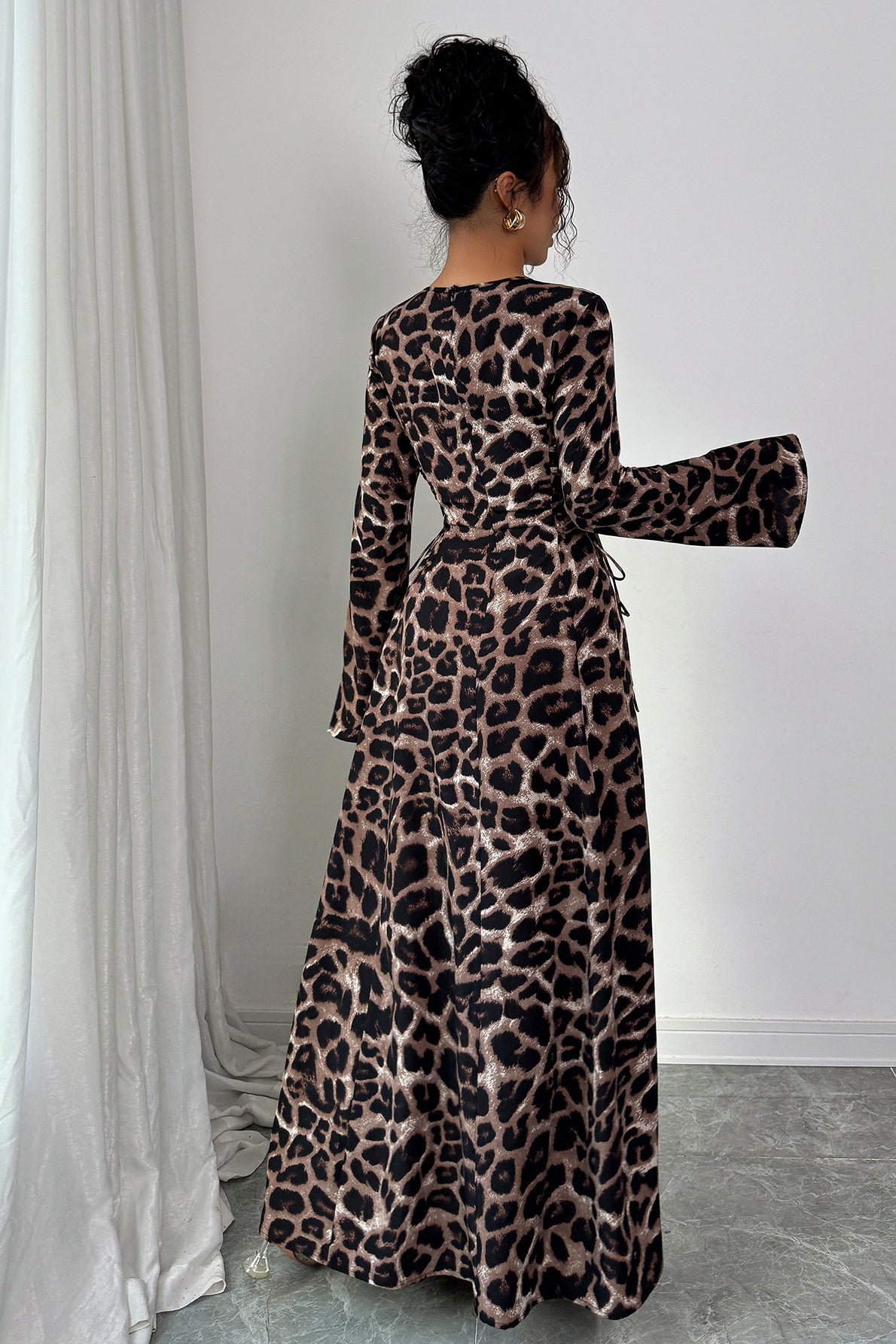 Leopard Long Sleeve Maxi Dress