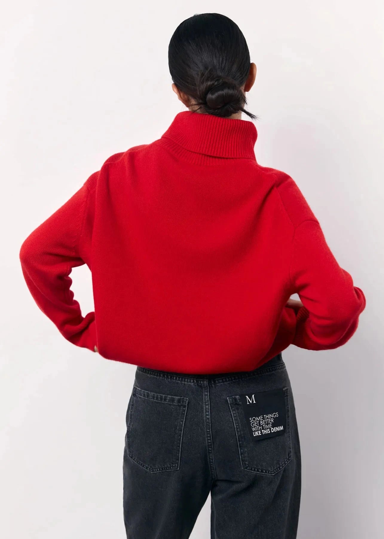 Red Turtleneck Knit Sweater