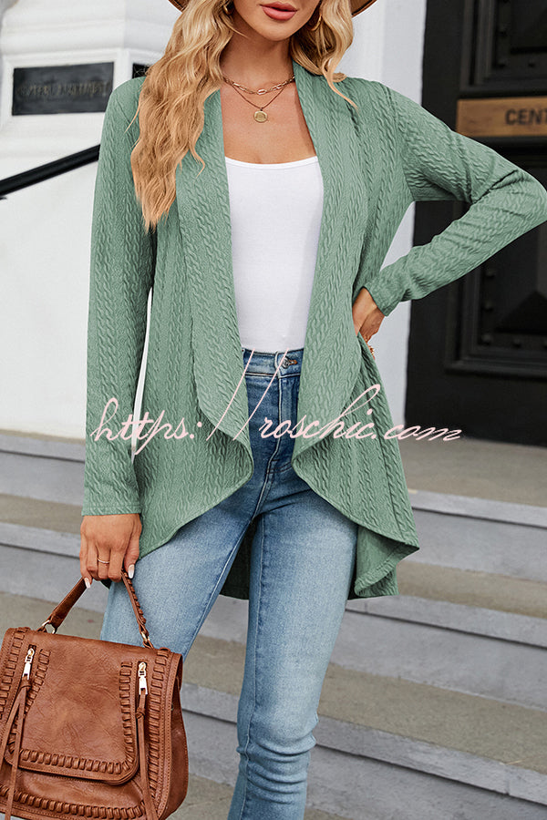 Long Sleeve Color Ruffle Loose Cardigan