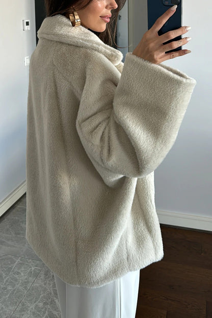Lapel Long Sleeve Loose Furry Coat