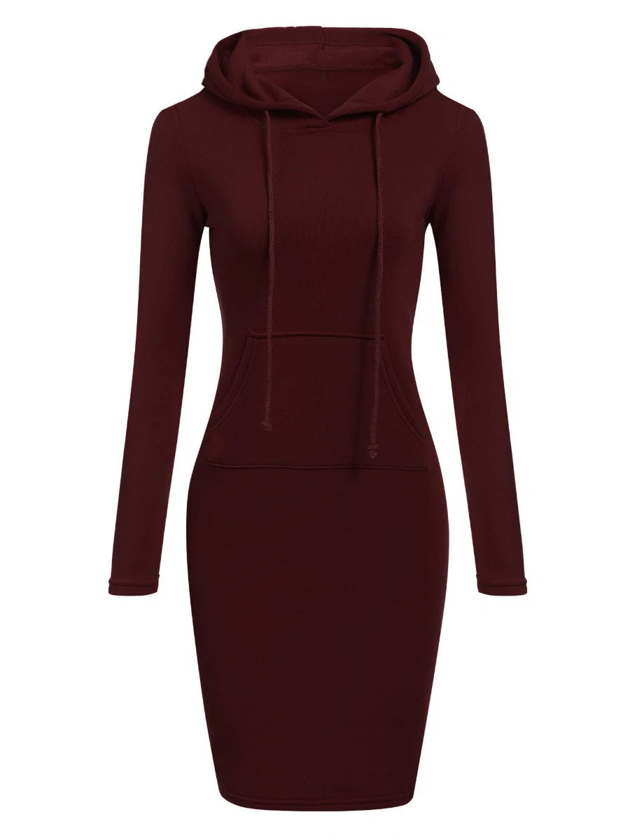 Hooded Collar Kangaroo Pocket Sweat Dress Mini Dresses Woman Long Sleeve Clothing Tunic Robe – Long Sleeve Hooded Collar Kangaroo Pocket Sweat Dress Mini Dresses Woman Clothing Tunic Robe