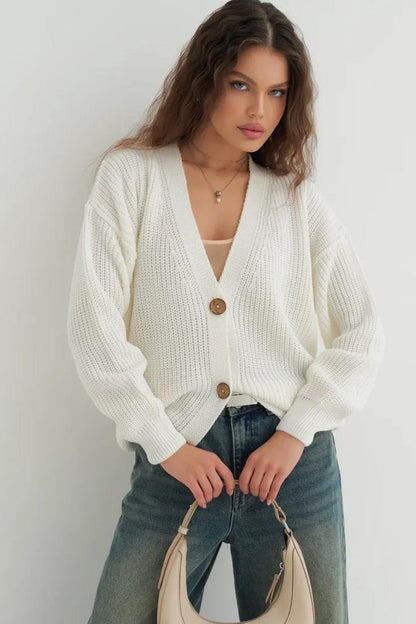 Relaxed Fit Color Cardigan
