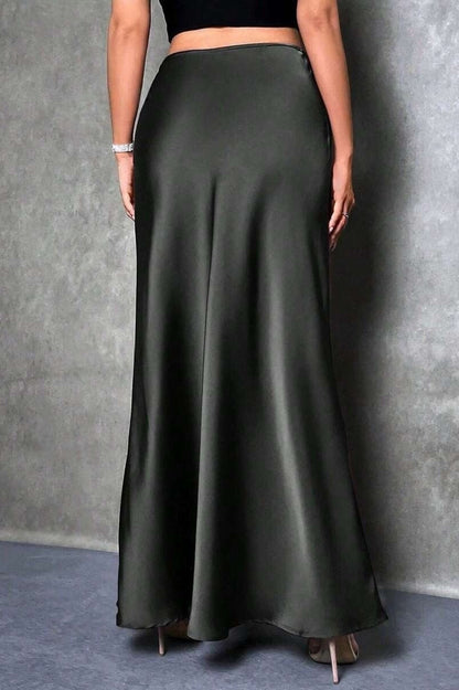Silky High Waist Satin Maxi Skirt