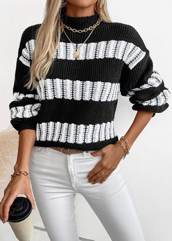 Striped Half Turtleneck Sweater