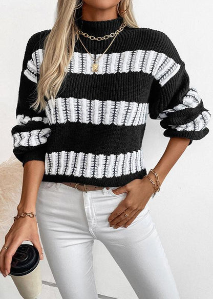 Striped Half Turtleneck Sweater