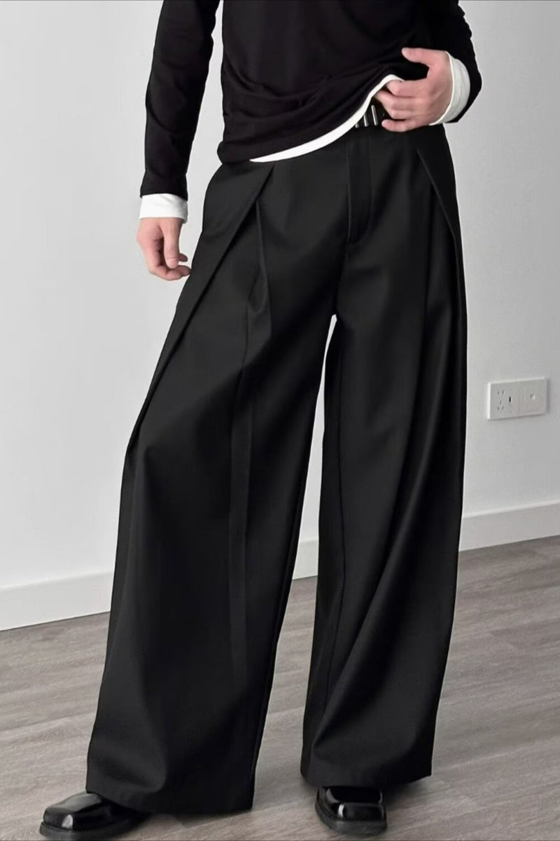 3d Pleat A-line Wide Leg Pants