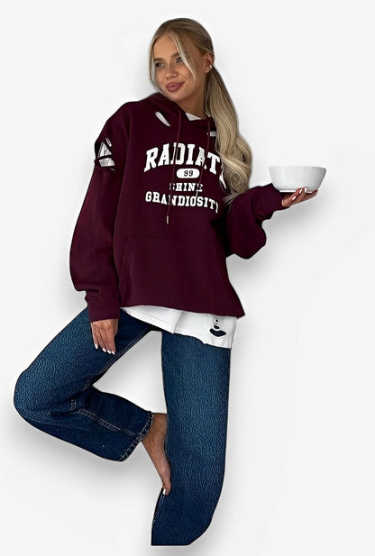 Retro Distressed Hole Design Sweatshirt