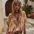 Vintage Rose Floral Embroidered Short Sleeve T-shirt elevenforest